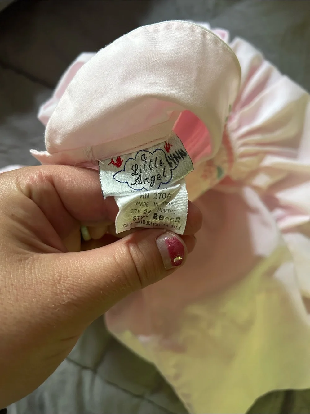Vintage A Little Angel Pink Flowered Smocked Dress and Bloomers